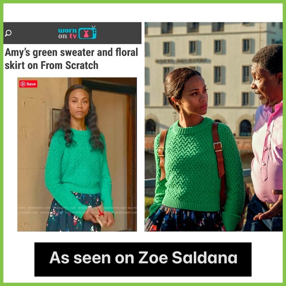 Alice + Olivia Leta Textured & Woven Pullover Mint Kelly Green Sweater - Picture 6 of 16